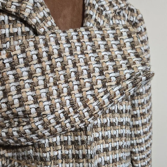 C30 Chico's Elegant Basket Weave Blazer Jacket Sz 2 (LG) Opened Front Textured - Picture 6 of 11